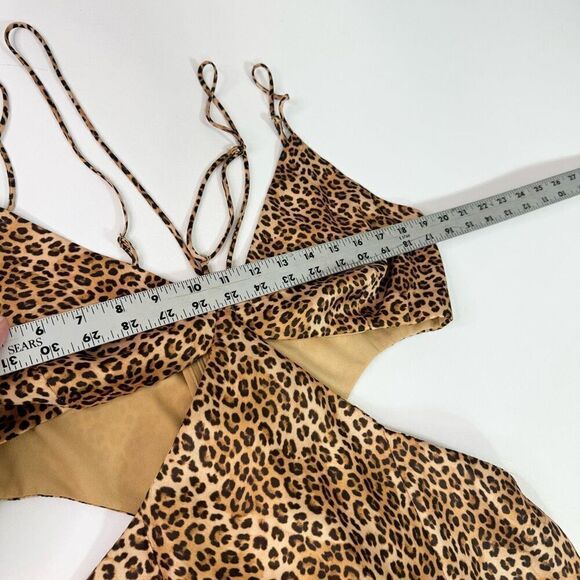 Runaway Dress Womens XL Multicolor Maxi Leopard Print Cutout Spaghetti Strap - Picture 3 of 8